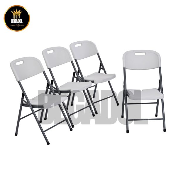 Set 4 Sillas Plegables De Plastico Reforzado Blanca