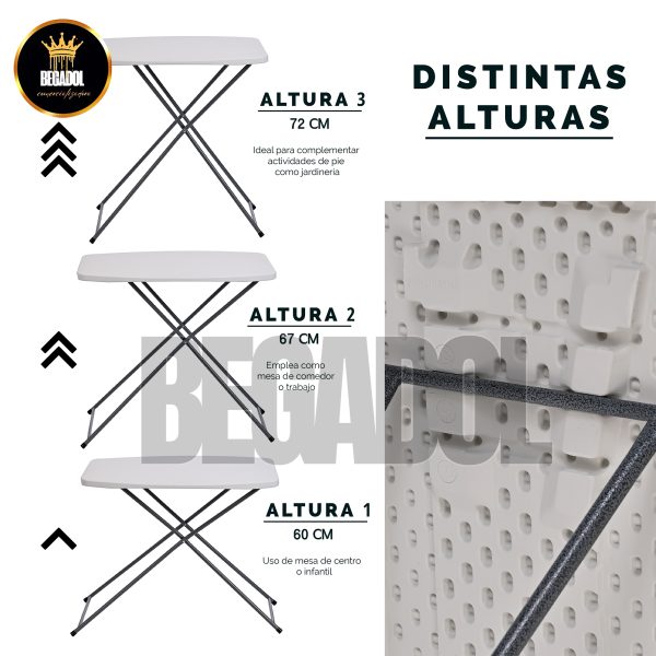 Mesa Plegable Plástico Jardín Chica Servicio Mesita Exterior - Imagen 3