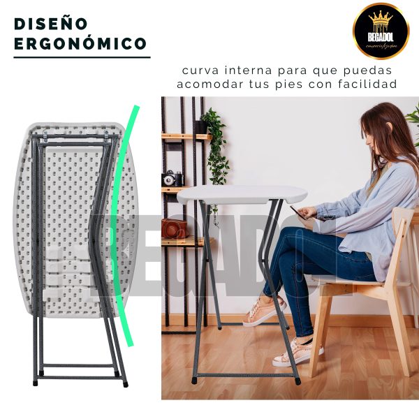 Mesa Plegable Plástico Jardín Chica Servicio Mesita Exterior - Imagen 5