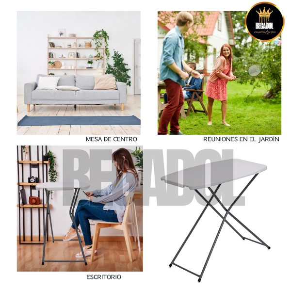 Mesa Plegable Plástico Jardín Chica Servicio Mesita Exterior - Imagen 7