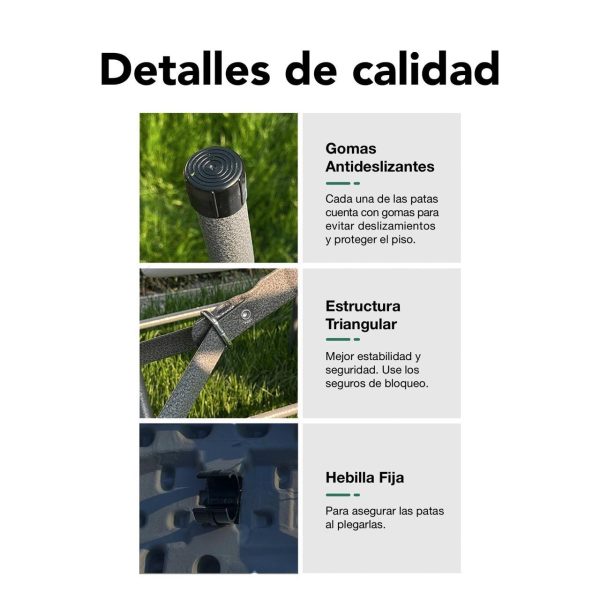 Mesa Plegable Chica De Plástico 120cm Para Jardín Negra - Imagen 7