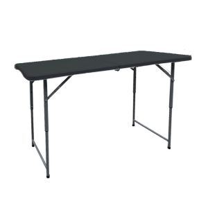Mesa Plegable Chica De Plástico 120cm Para Jardín Negra