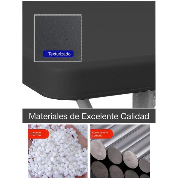 Mesa Plegable Chica De Plástico 120cm Para Jardín Negra - Imagen 4