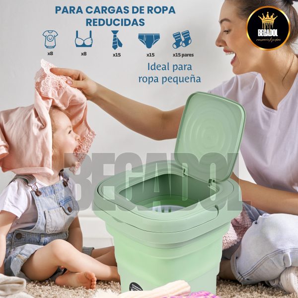 Mini Lavadora Portatil Plegable Pequeña Para Ropa Chica Morada - Imagen 6
