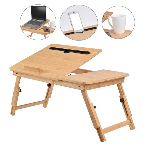Mesa Plegable De Bambú Para Laptop Cama Y Sillón - Imagen 2