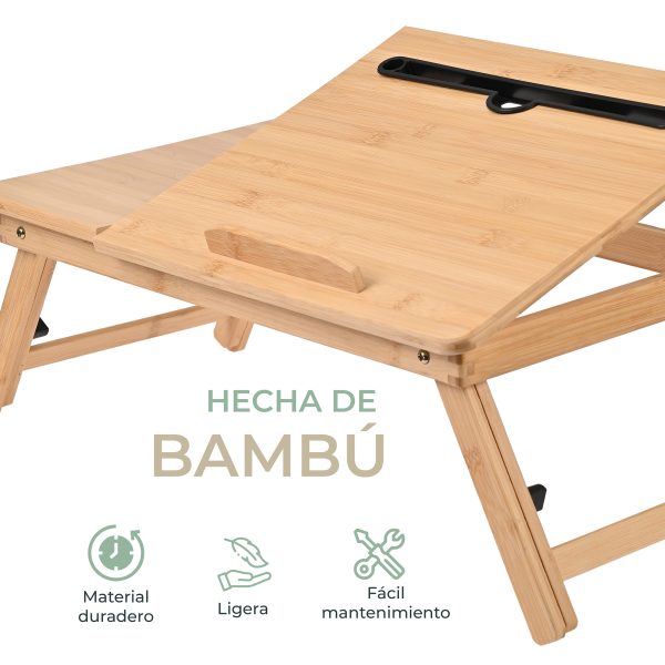 Mesa Plegable De Bambú Para Laptop Cama Y Sillón - Imagen 4