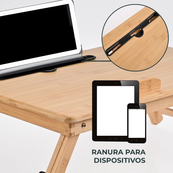 Mesa Plegable De Bambú Para Laptop Cama Y Sillón - Imagen 5