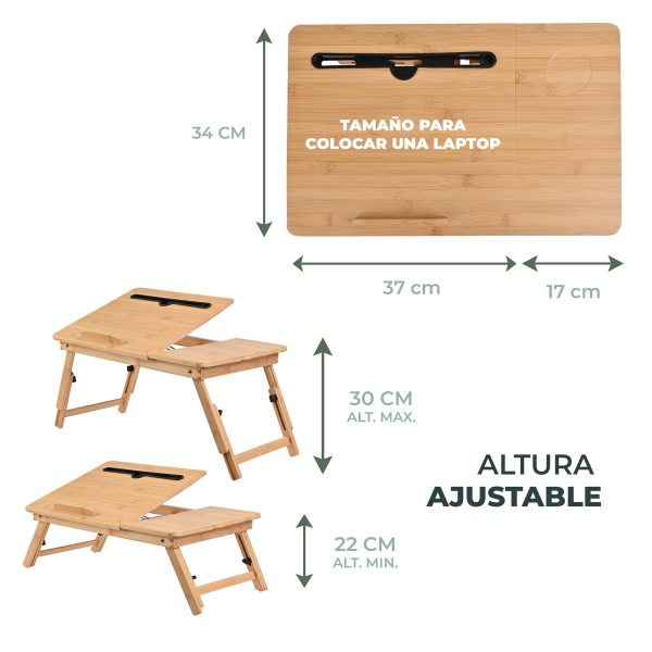 Mesa Plegable De Bambú Para Laptop Cama Y Sillón - Imagen 6