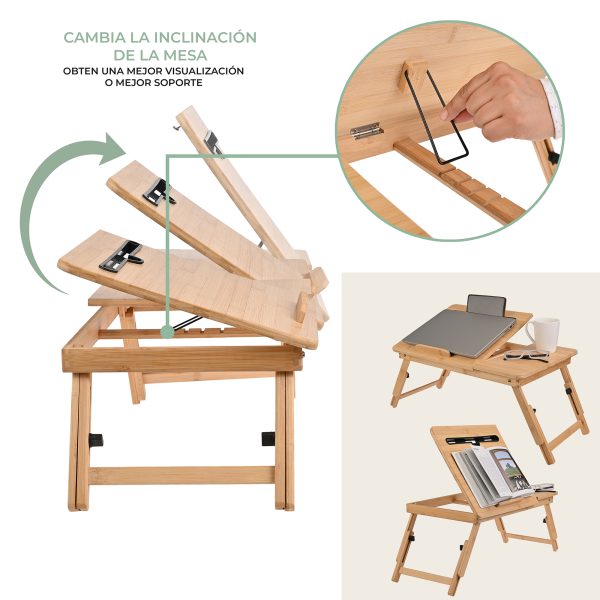 Mesa Plegable De Bambú Para Laptop Cama Y Sillón - Imagen 7