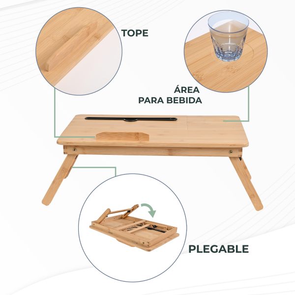 Mesa Plegable De Bambú Para Laptop Cama Y Sillón - Imagen 8