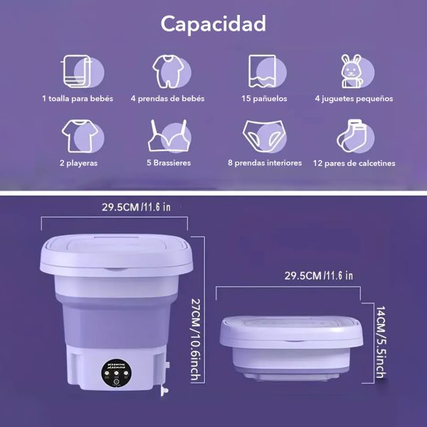 Mini Lavadora Portatil Plegable Pequeña Para Ropa Chica - Imagen 7