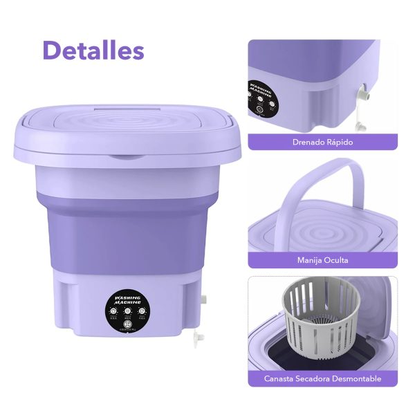 Mini Lavadora Portatil Plegable Pequeña Para Ropa Chica - Imagen 2