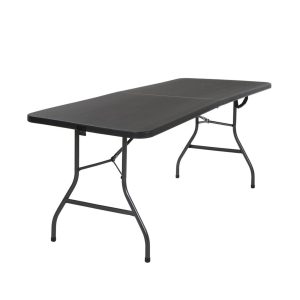 Mesa Plegable Grande De Plástico 180cm Para Jardín Negra