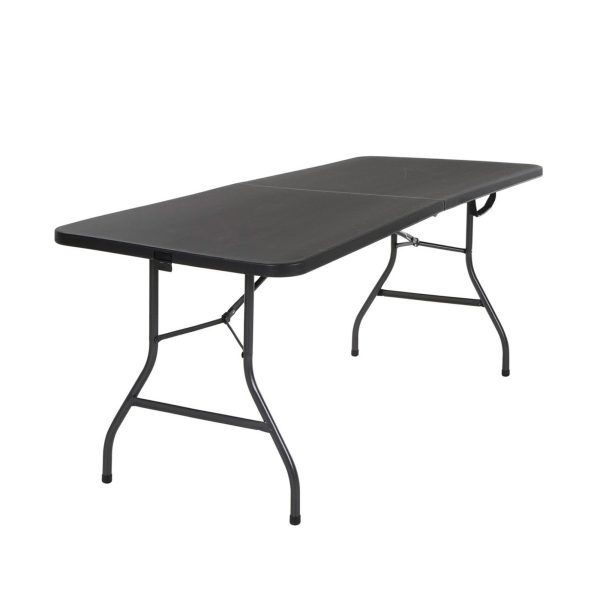 Mesa Plegable Grande De Plástico 180cm Para Jardín Negra