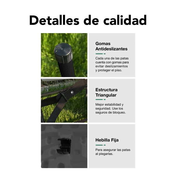 Mesa Plegable Grande De Plástico 180cm Para Jardín Negra - Imagen 7