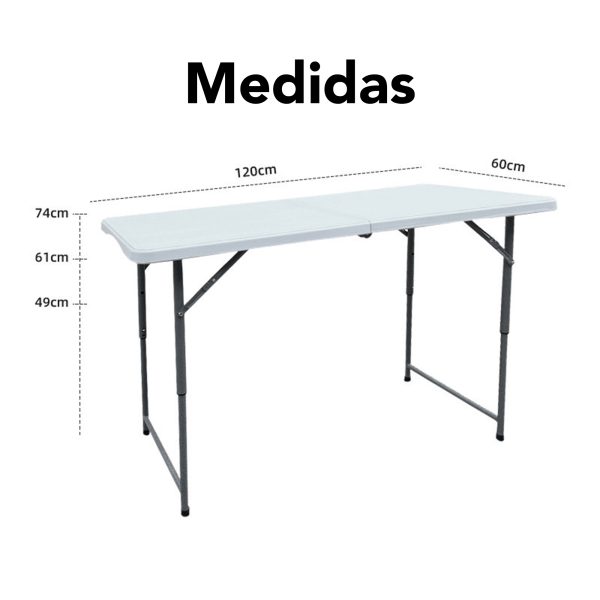 Mesa Plegable Chica De Plastico 120cm Para Jardin Blanco - Imagen 2