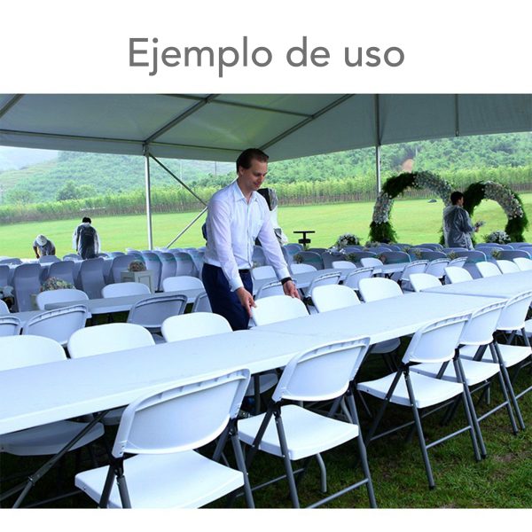 Mesa Plegable Chica De Plastico 120cm Para Jardin Blanco - Imagen 8