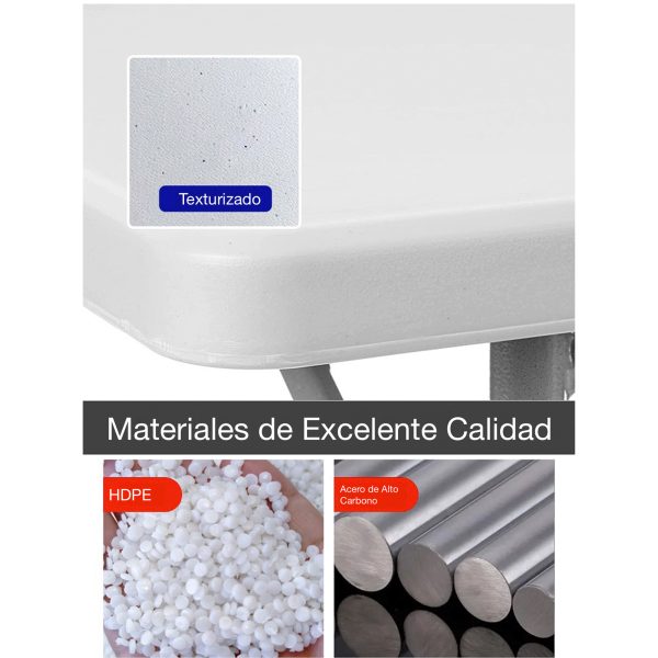 Mesa Plegable Grande De Plástico 180cm Para Jardín Blanco - Imagen 5