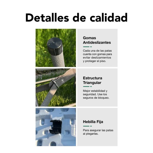Mesa Plegable Grande De Plástico 180cm Para Jardín Blanco - Imagen 9